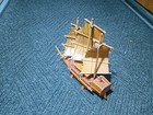 Vintage Handmade Wooden Sailing Ship Model Boat Nautical Decor