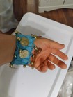 Belly Dance Hip Scarf Wrap  Sequins  Blue Costume With A Gift 