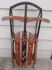 Original Vintage Royal Racer Wooden Snow Sled With Metal Runners 3 Feet Long 