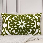 Embroidered Lumbar Decorative Throw Pillow 20  X 12   pack Of 1  Olive Green