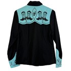 Scully Western Rodeo Shirt Black Turquoise Beaded Embroidery Cowboy Men Small