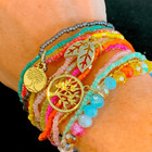 Set Of 3 Boho Beaded Anklets   Bracelets With Gold Charms Friendship Lot New