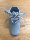 Vintage Mikasa Bone China Keepsake Baby Bootie Shoe Blue Ceramic Ribbon Lace