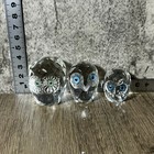 Crystal Glass Owl Figurine Set Of 3 Japanese Faceted H1 6  4cm 5 3oz 000086