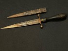 Antique Dirk Dagger Knife -19th Century European -old -blued   Gold Blade