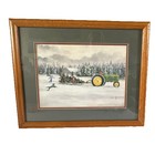 John Deere Tractor Winter Scene Framed Art Print Judy Richardson 22x18