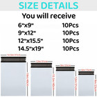 40 Pcs Grayish White Poly Mailer Envelope 4 Sizes Shipping Bags Self Adhesive 