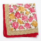 Vintage Christian Dior Floral Handkerchief 18x18 Roses Cotton Scarf