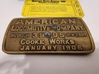 Vintage American Locomotive Company Cooke Works Builder s Plate Plaque Train 