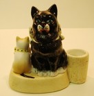 Art Deco Style Bowl Figurine Cat Wildlife Match Holder Art Nouveau Style Porcela