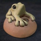 Studio Art Pottery Coqui Frog Incense Pen Pencil Holder Puerto Rico Signed Euc