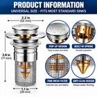 2-pack Sink Stopper Hair Catcher Pop Up Drain Strainer Bathroom Sink Filter