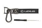 Lexus Genuine Leather Black Chrome Car Ring Keychain