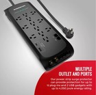 Monster 12 Outlet Power Strip Tower Surge Protector Heavy Duty 4050 Joules 6ft