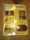 Vintage Marx Dollhouse Furniture Set Dining Room Table Chairs Cabinet Brown Nib