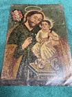 Antique Mexican Retablo Religious Painting On Tin San Jose Y El Ni  o Jesus