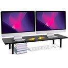 Dual-monitor-stand-riser-for-desk Adjustable Length 32-40 Inch   large Desktop 