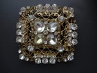Vintage Art Deco Chunky Station Clear Rhinestone Filigree Belt Buckle