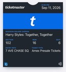Ticket For Harry Styles  S Concert In Nyc  September 11th