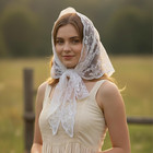 Triangle Veil With Lace Edge Floral Pattern Sheer Tulle Chapel Bridal Veil Weddi