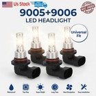 9005 9006 Led Headlights Kit Combo Bulbs 6500k High Low Beam Super White Bright
