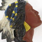 Vintage Cast Aluminum Indian Head Chief Plaque Sign Tobacco Store Hand Painted