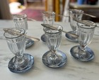 6 Vintage French Absinthe Glasses Heavy With Spoons And Saucers