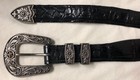 Lee Downey Sterling 22k Carved Silver Ranger Buckle Chacon Exotic Belt 40