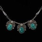 Vtg Sterling Silver - Mexico Turquoise Cabochon Braided 16  Necklace - 16 5g