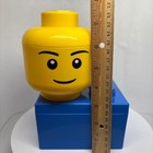 Lego Storage Head Container Box Organizer Blue Smile Yellow Face Toy Kids