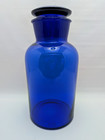Vintage Cobalt Blue Apothecary Jar With Ground Glass Stopper Lid 11 5  Tall