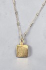 Vintage-style Brass Square Locket - Stash Pill Box Labradorite Beaded Chain