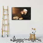 Vintage Man Praying Over Bread Grace Old Food Canvas Poster Holiday Picture