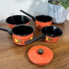 Vintage Pretend Play Toy Kitchen Pots   Pans Set Groovy Orange 70s