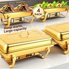 9qt Chafing Dish Buffet Set Gold 316 Stainless Steel Chafer For Catering 4x