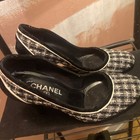 Chanel Classic Black White Tweed Pumps Shoes 7