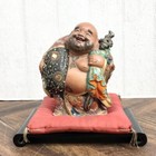 Japan Kutani  Shichifuku Hotei Buddha Statue  God Of Happiness Size 17cm