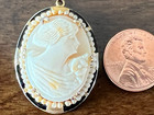 Antique Victorian Shell Cameo Seed Pearl Pendant Over 100 Years Old