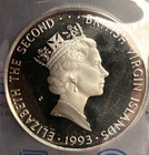 1993- British Virgin Islands  25 Silver Dollar    elephants          5