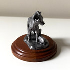 Michael Ricker Signed Pewter Ram Sculpture  771 Limited Edition Wood Base