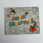 Vintage Mid Century Christmas Greeting Card Snowman Snow Woman Couple