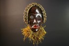 African Wood Mask Wall Hanging Hand Carved Tribal Art Sculpture Decor -g5697