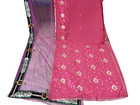 Pink Indian Vintage Embroidered Fabric Material Used Recycled Fabric Sari 2 Pcs