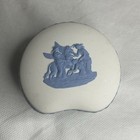 Vintage Wedgwood Jasperware White Blue Kidney Shape Colonial Jewelry Trinket Box