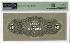 Mexico 5 Pesos Nd  1897-1911   Pmg 65 Epq   banco De Sonora  Pick  S419r