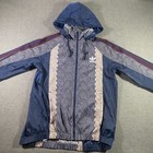 Y2k Adidas Originals Blue Shell Tile Windbreaker Full Zip Jacket Coat Women S