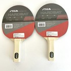 Ping Pong Paddles Pair Set 2 Stiga Hardbat Family Classic Red Black Wooden