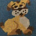 Vintage Canvas Dog 10x 12    Needlepoint Latch Hook 
