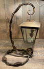 Brass Votive       hanging Lantern Glass Door Hinged W 12    Stand Rustic Vine Vintage