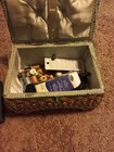 Vintage Sewing Basket With  Accessories Buttons needles thimbles Etc